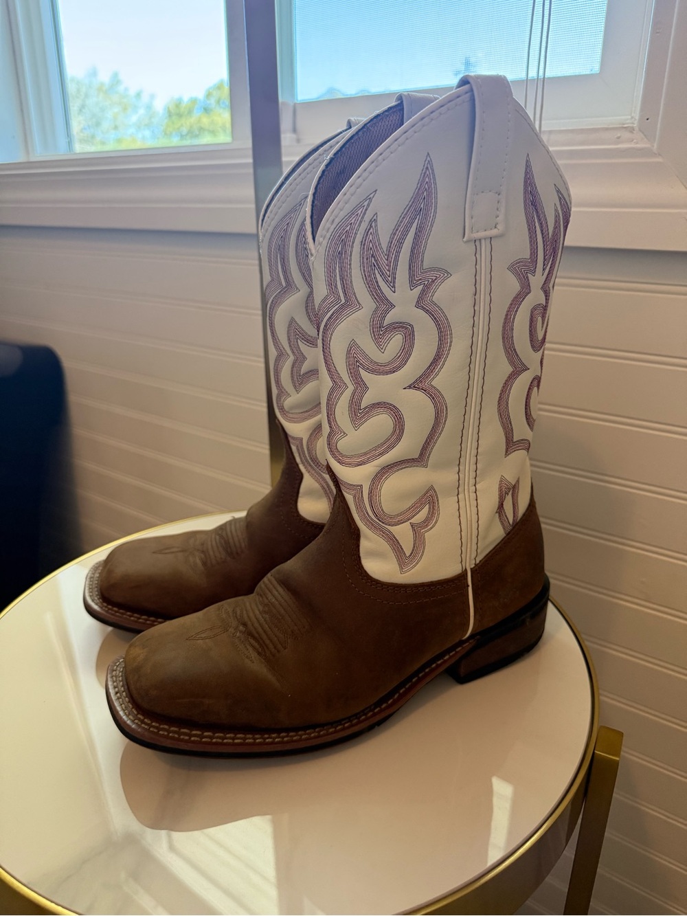 Laredo White and Brown Women's Western Boots